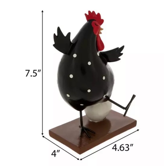 Polka Dot Rooster Figurine Dancing Rooster With Egg Figurine - Picture 2 of 3